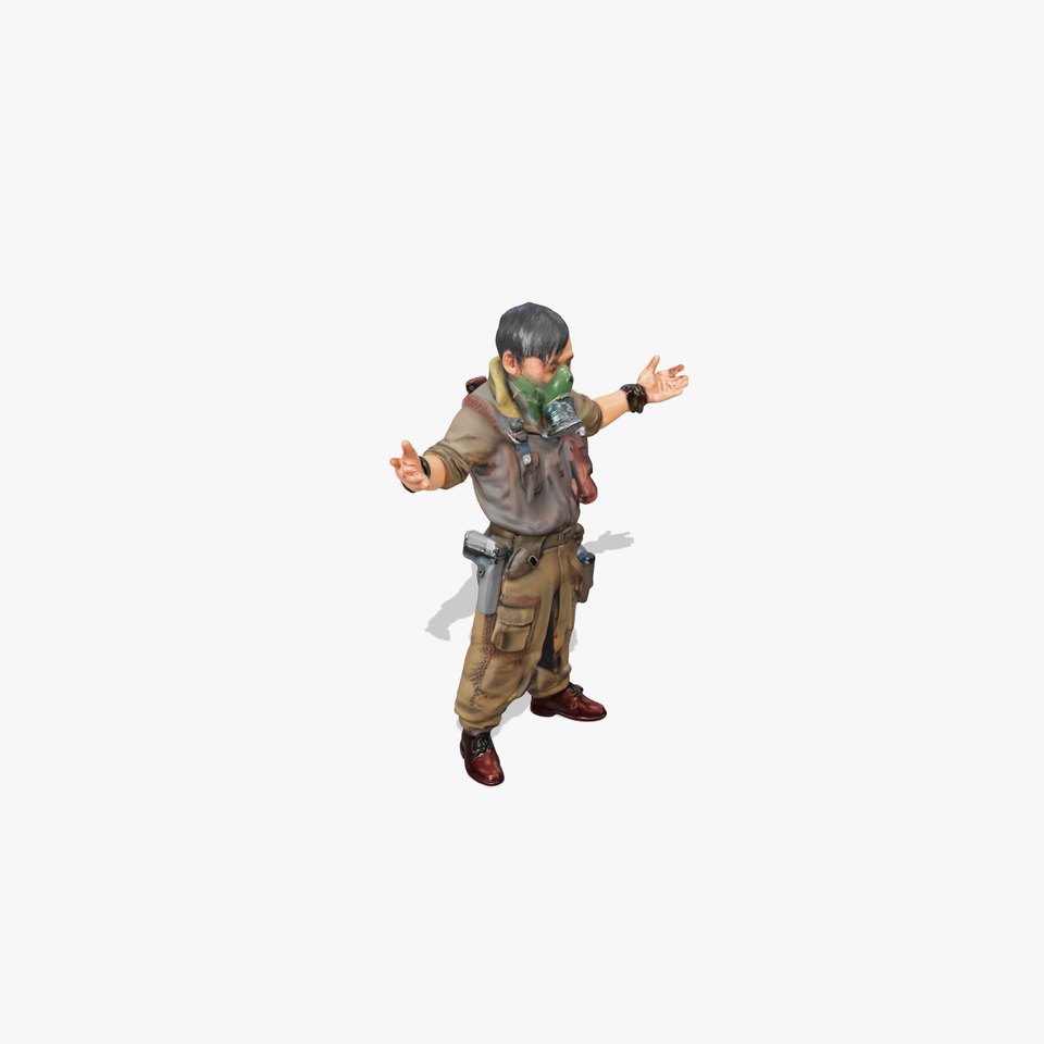 PostApocalyptic Survivor D Character Rigged and Animated